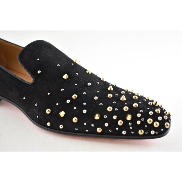 Christian Louboutin Mens Milkylion Flat Black Suede Gold Spike Dress Loafer 40 7 main image 15